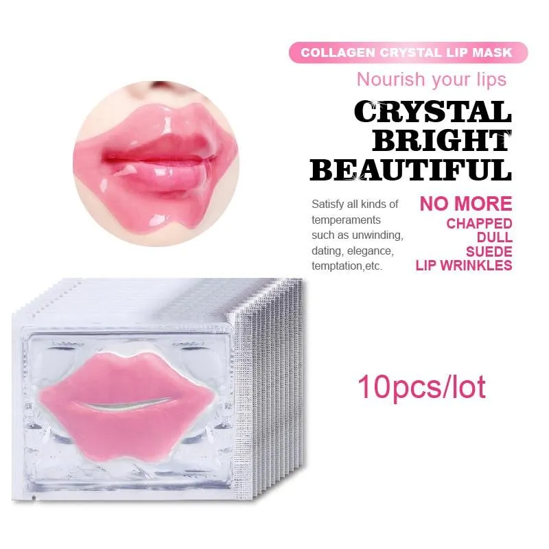 10Pcs Crystal Hydrating Anti-Wrinkle Collagen Lip Moisture Mask Patches
