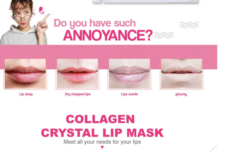 10Pcs Crystal Hydrating Anti-Wrinkle Collagen Lip Moisture Mask Patches