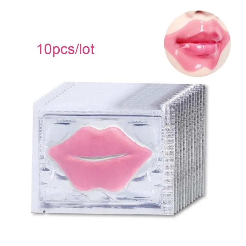 10Pcs Crystal Hydrating Anti-Wrinkle Collagen Lip Moisture Mask Patches