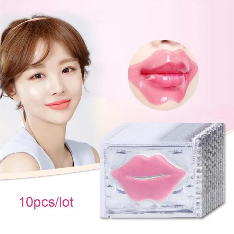 10Pcs Crystal Hydrating Anti-Wrinkle Collagen Lip Moisture Mask Patches