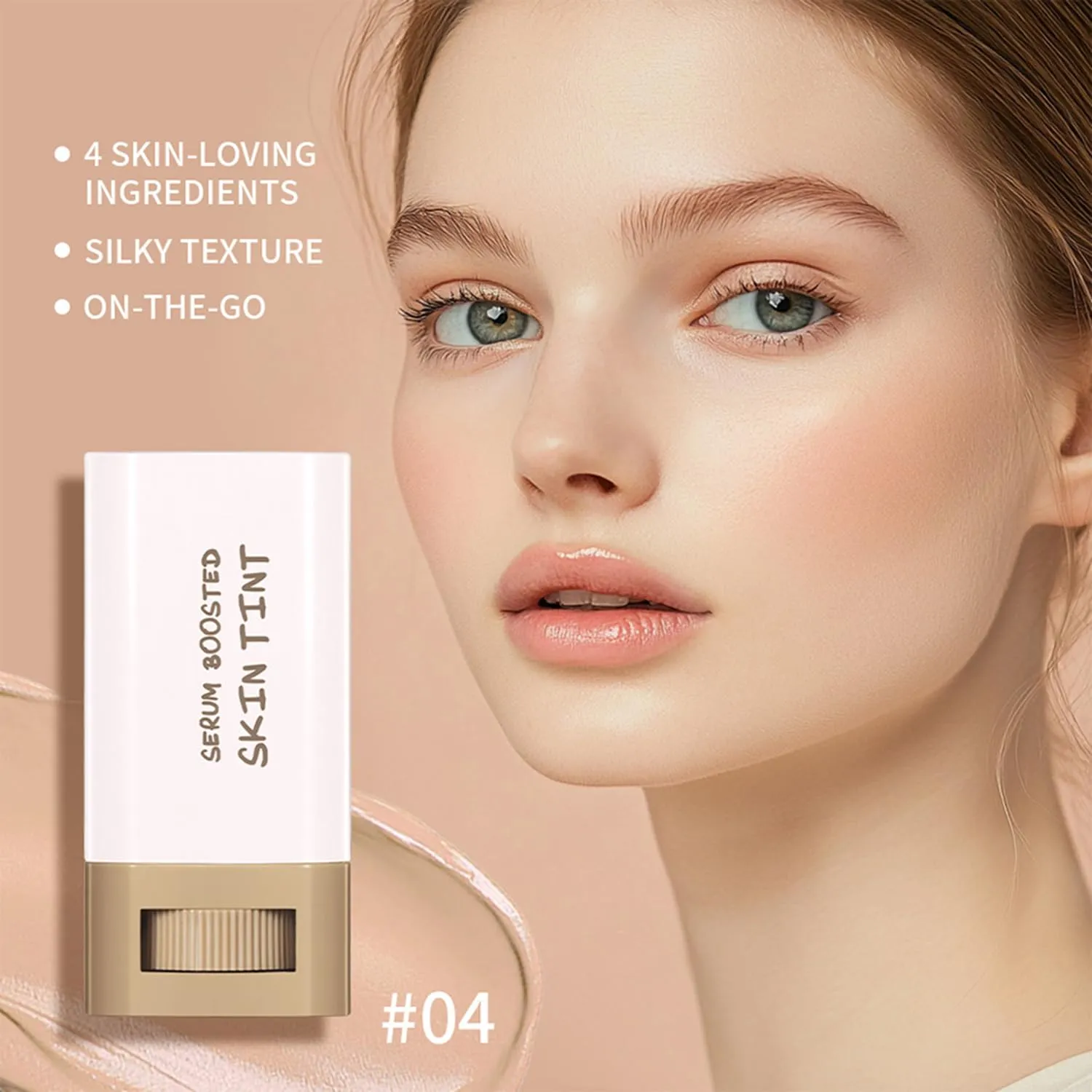 2 Pcs Foundation Stick Beauty Balm Serum Boosted Skin Tint Solid Tinted Moisturizing Serum Contour Stick Foundation for Women Natural Finish Makeup (#04, 0.63 OZ)