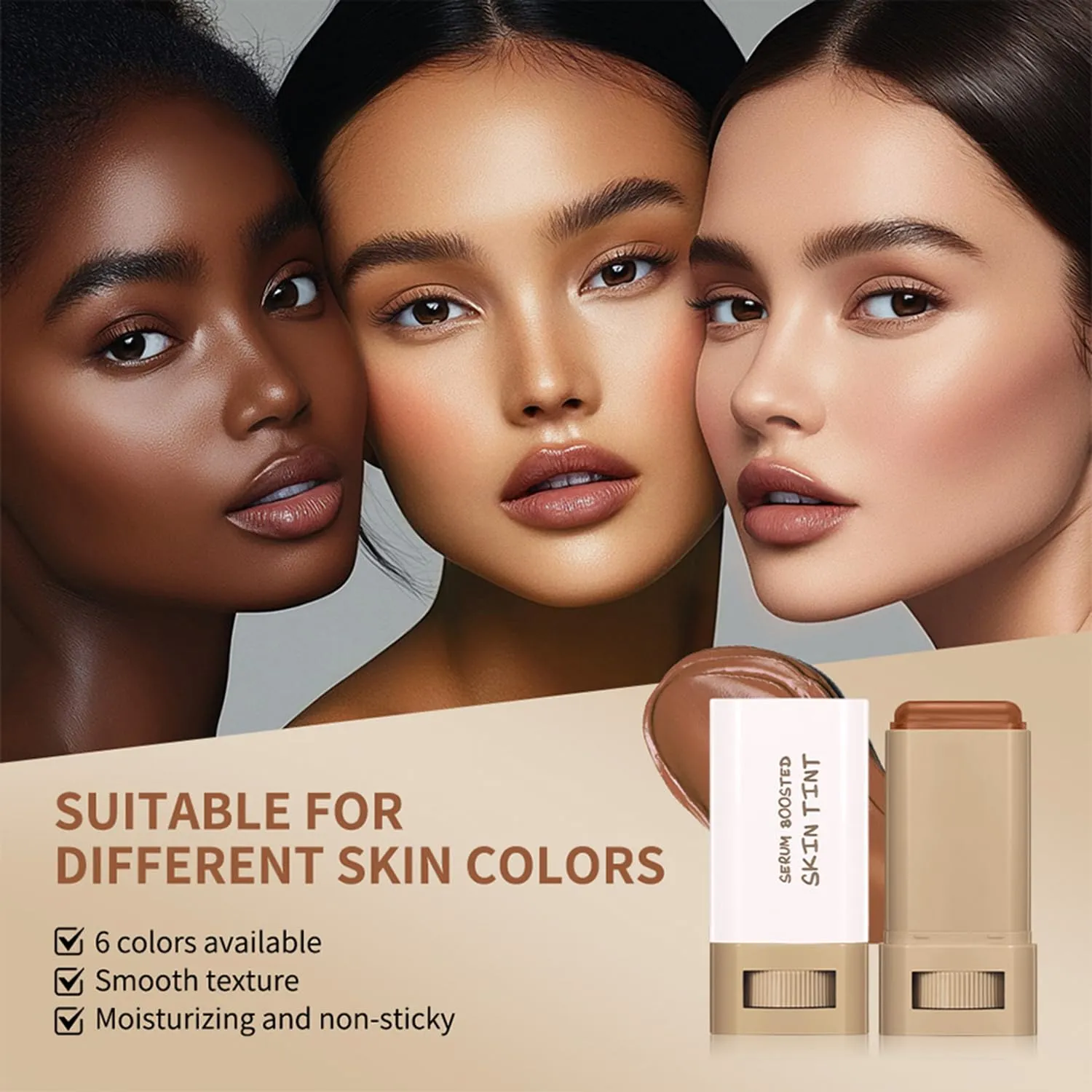2 Pcs Foundation Stick Beauty Balm Serum Boosted Skin Tint Solid Tinted Moisturizing Serum Contour Stick Foundation for Women Natural Finish Makeup (#04, 0.63 OZ)