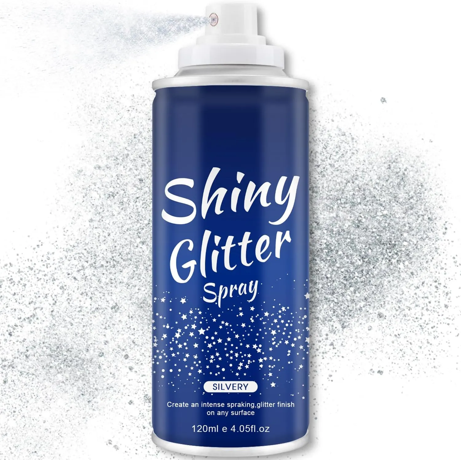 Hair and Body Glitter Spray, Holographic Glitter Highlighter Powder, Hairspray for Clothes, Face Body Shiny Glitter, Loose Shimmer Hairspray Festival Rave Prom Accessories, 4.22 Fl Oz (Silver)