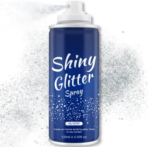 Hair and Body Glitter Spray, Holographic Glitter Highlighter Powder, Hairspray for Clothes, Face Body Shiny Glitter, Loose Shimmer Hairspray Festival Rave Prom Accessories, 4.22 Fl Oz (Silver)