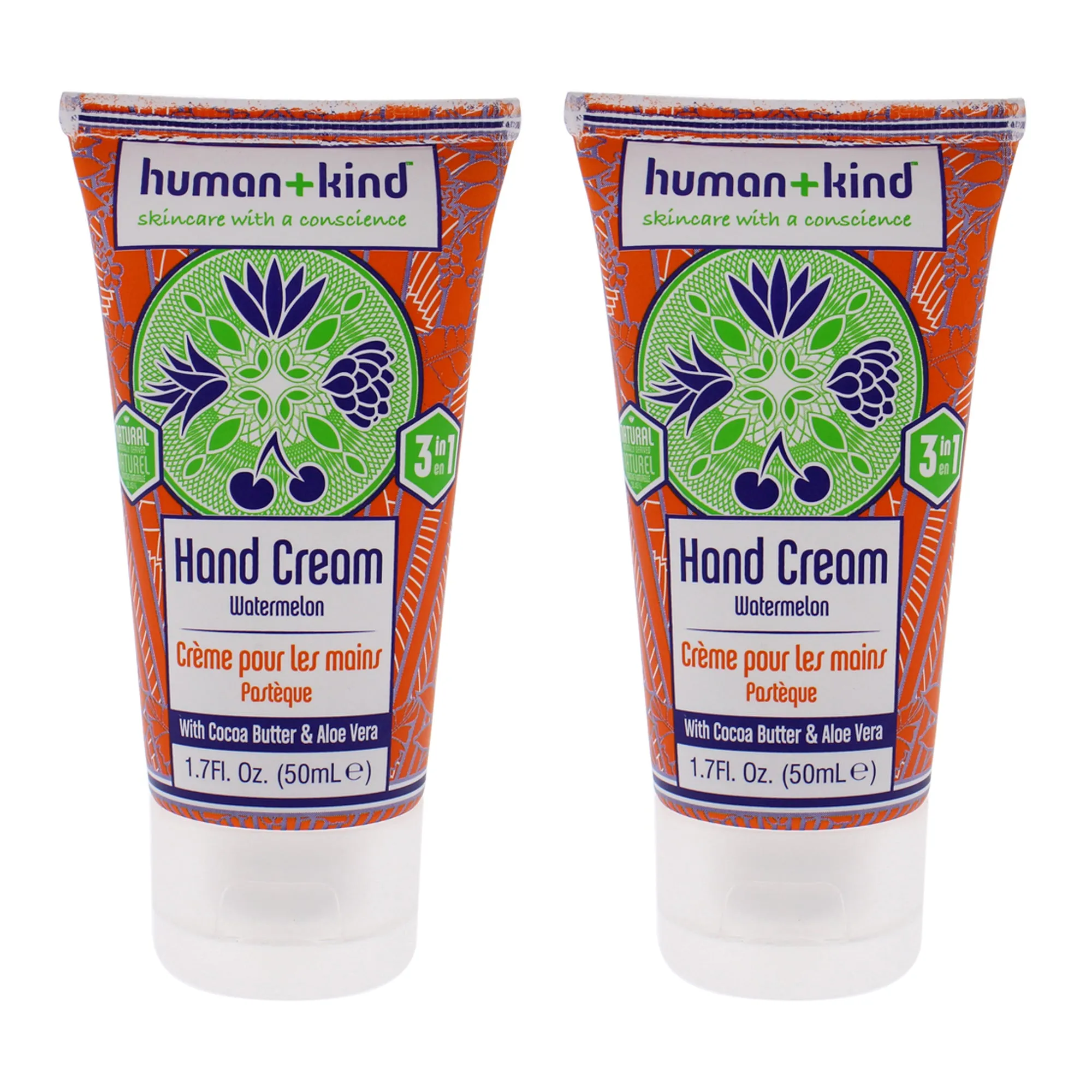 Hand-Elbow-Feet Cream - Watermelon - Pack of 2 by Human Kind for Unisex - 1.7 oz Cream