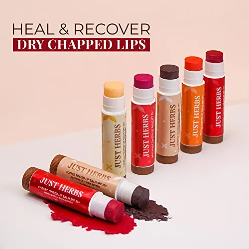 Just Herbs Tinted Lip Balm for Men and Women with SPF 20  for Dark Lips to Lighten 4 g (Cherry)