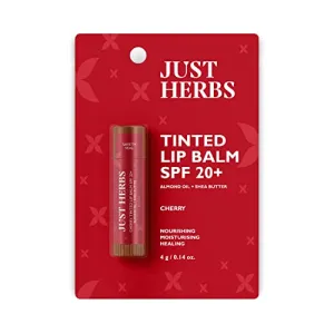 Just Herbs Tinted Lip Balm for Men and Women with SPF 20  for Dark Lips to Lighten 4 g (Cherry)