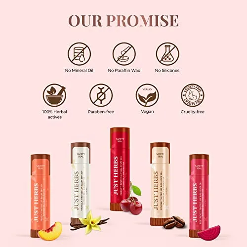 Just Herbs Tinted Lip Balm for Men and Women with SPF 20  for Dark Lips to Lighten 4 g (Cherry)