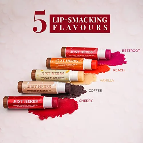 Just Herbs Tinted Lip Balm for Men and Women with SPF 20  for Dark Lips to Lighten 4 g (Cherry)