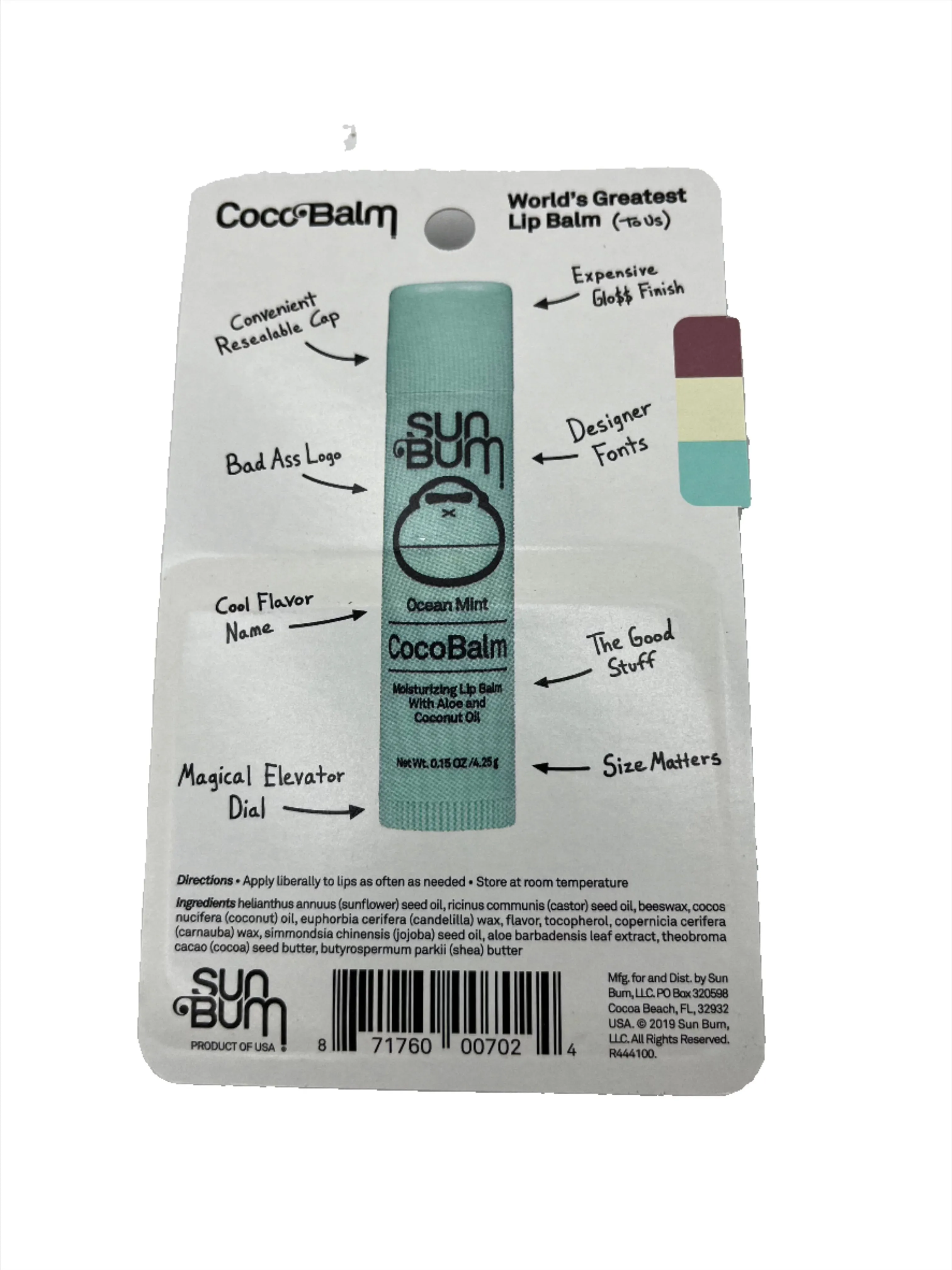 Lip Balm, Sun Bum Coco Balm Pack of 3 Lip Balms- Package of 6 three packs