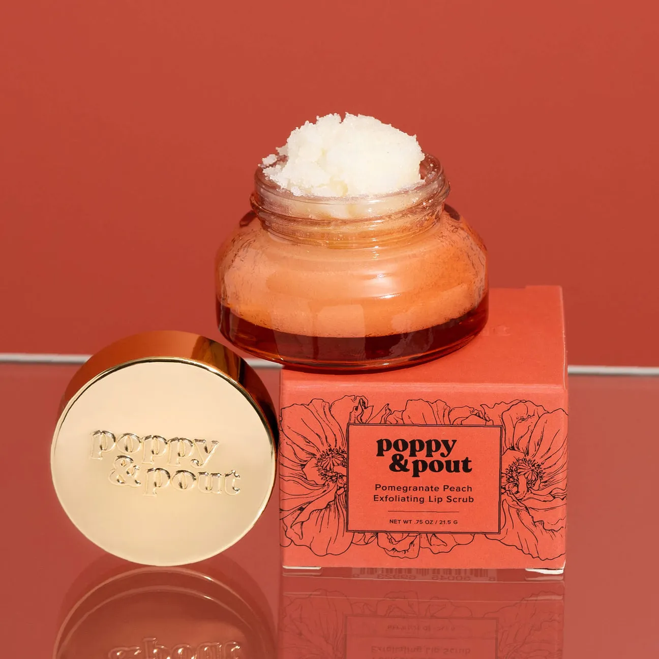 Poppy & Pout Lip Scrub Pomegranate Peach