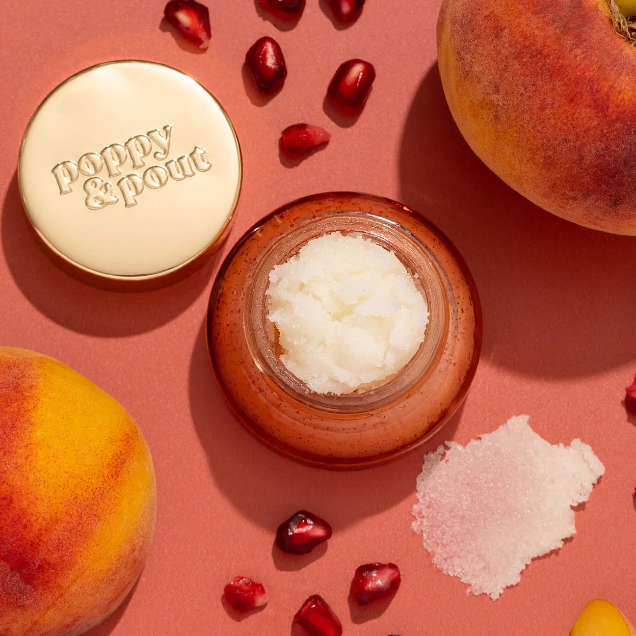 Poppy & Pout Lip Scrub Pomegranate Peach